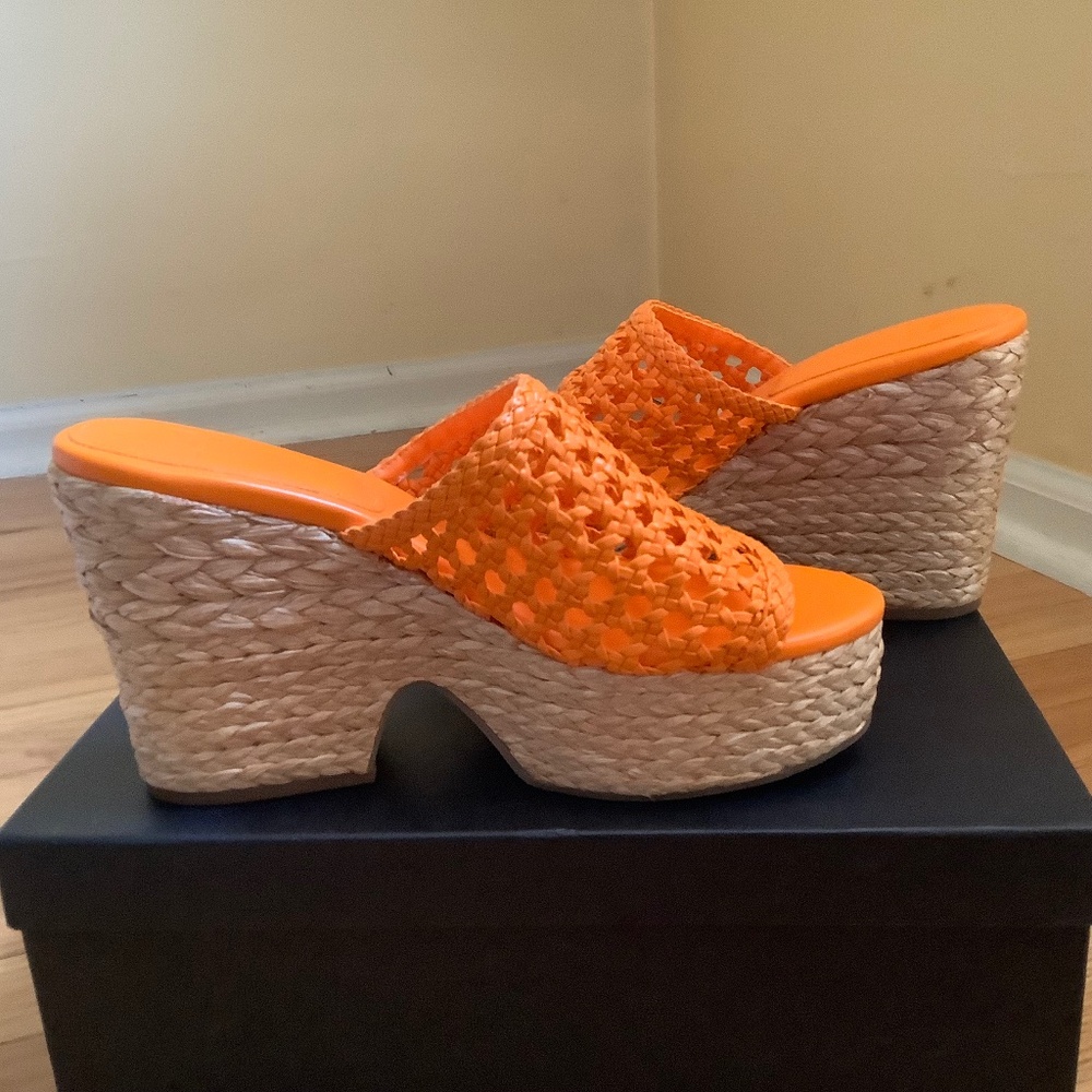 Marc Fisher LTD Caged Heeled Mules Hollis Orange SZ 9.5